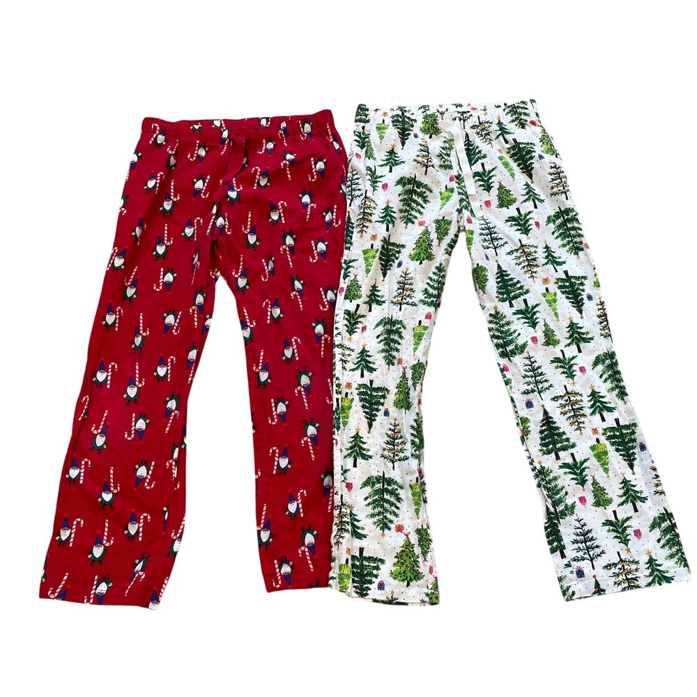 Old Navy Flannel Holiday Christmas PJ Pants Set of 2 Red Elf, Tree, Size S